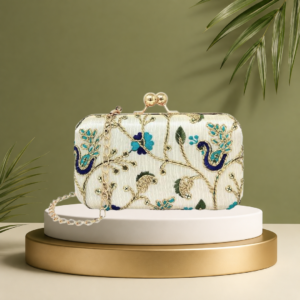 Floral Embroidered Evening Clutch Bag