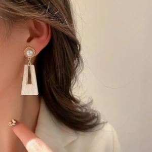Pearl Geometric Drop Earrings