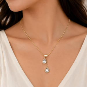 Gold Plated Crystal Drop Necklace for Women
