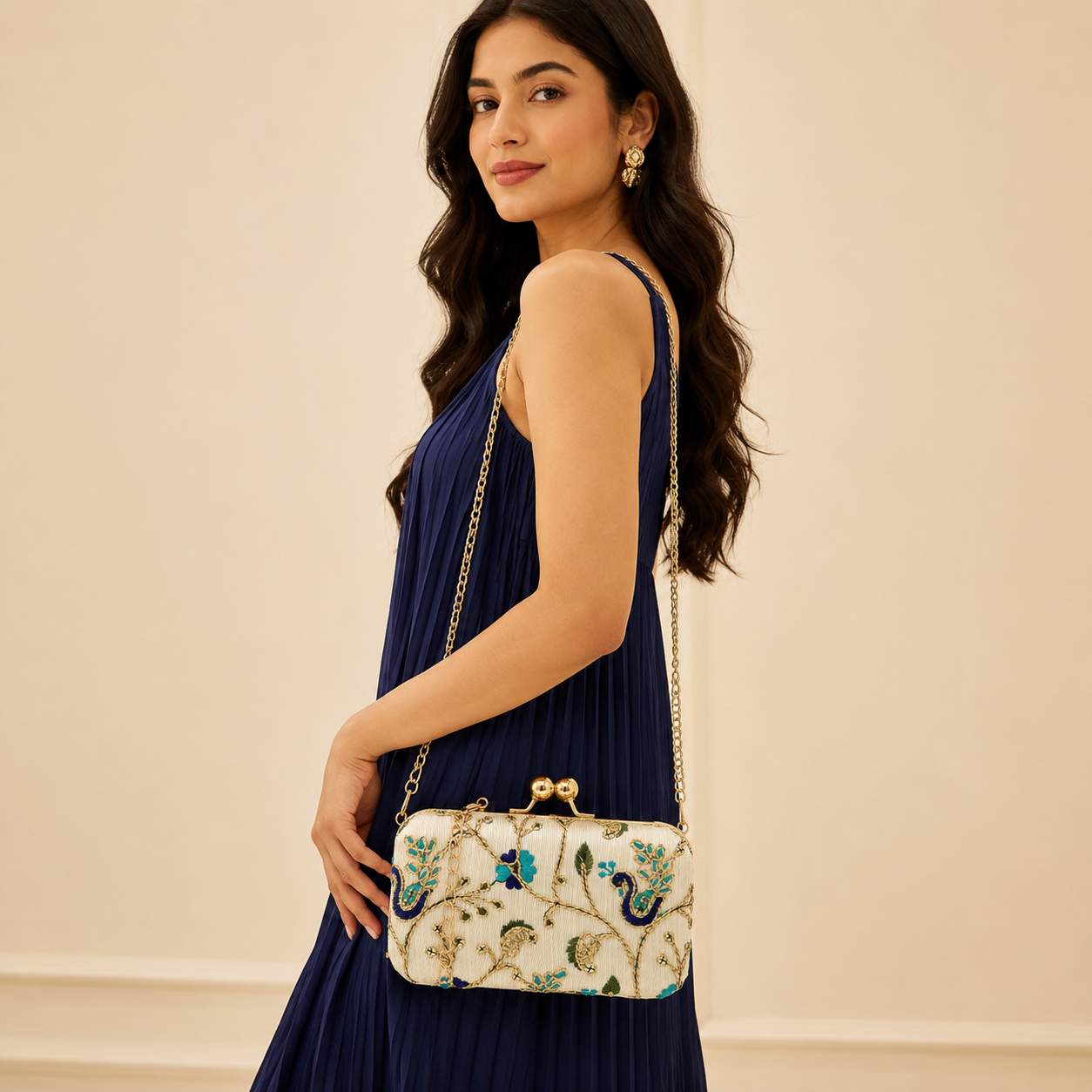 Floral Embroidered Evening Clutch Bag - Image 2