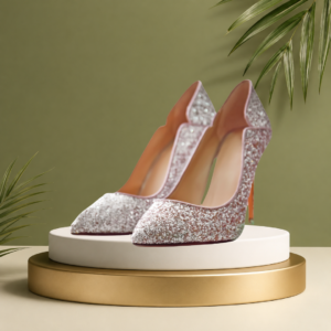 Rosé Sparkle Pointed-Toe Stiletto Heels